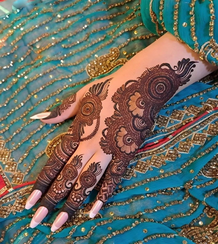 Elegant Back Hand Mehndi Design