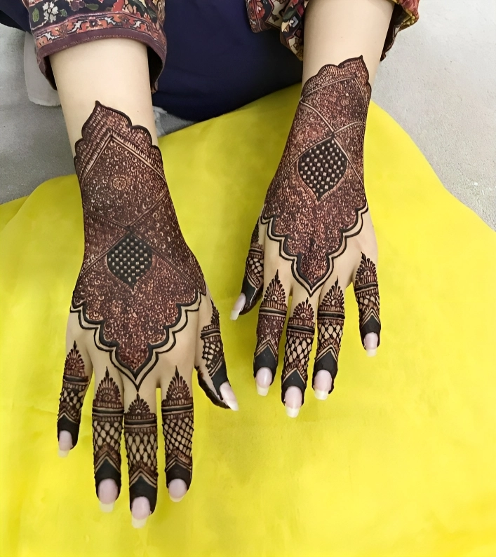 Back Hand Mehndi Design For Haldi