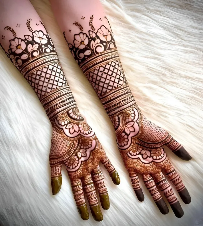 Front Hand Mehndi Design For Wedding