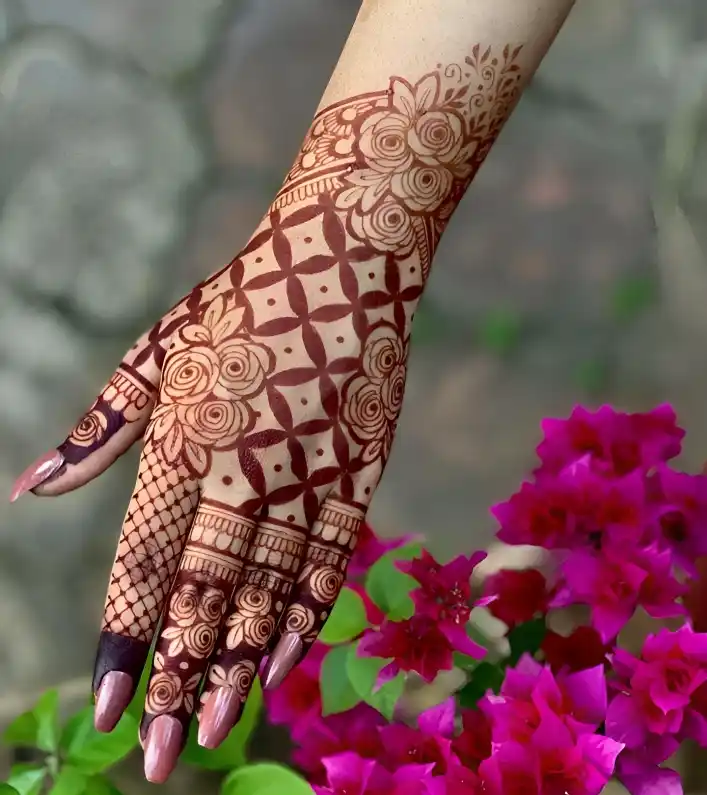 Royal Rose Mehndi Design For Back Hand