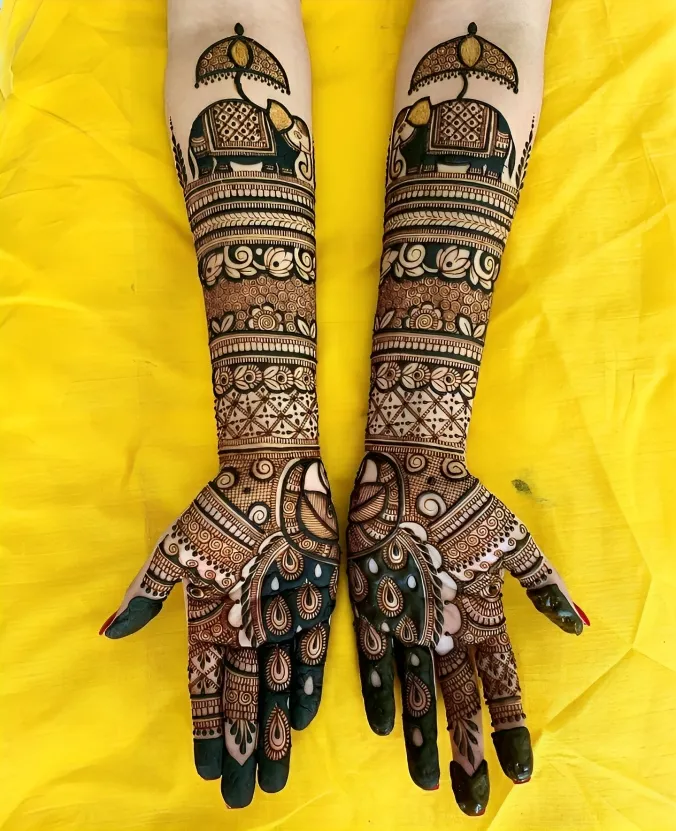 Bridal front hand mehndi design