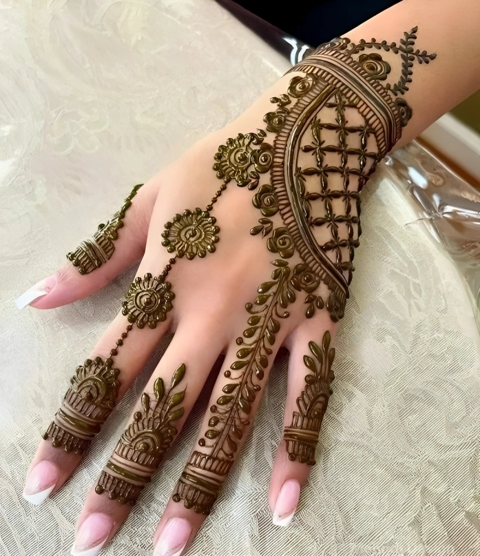 Unique Back Hand Mehndi Design