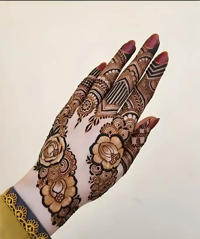 Royal Rose Mehndi Design For Back Hand
