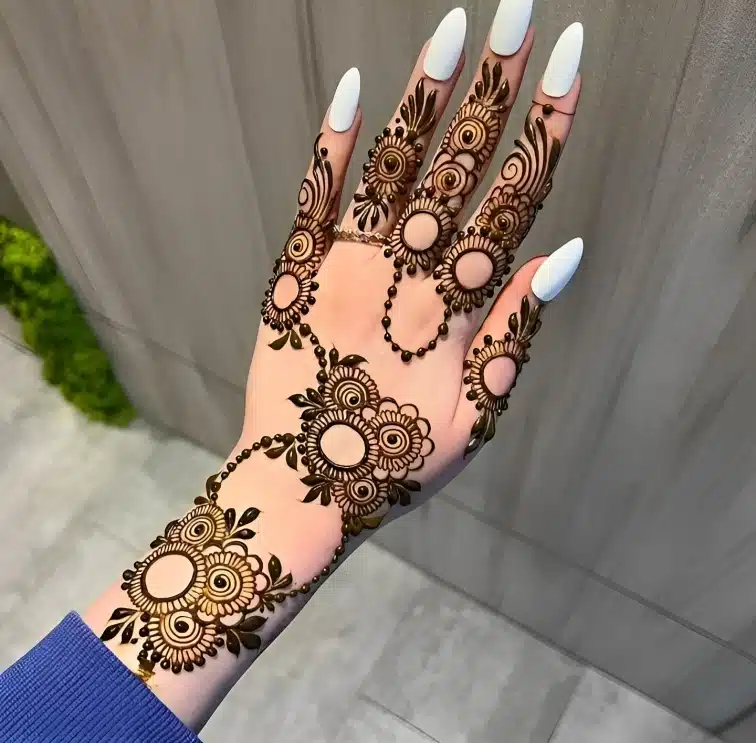 Unique Back Hand Mehndi Design