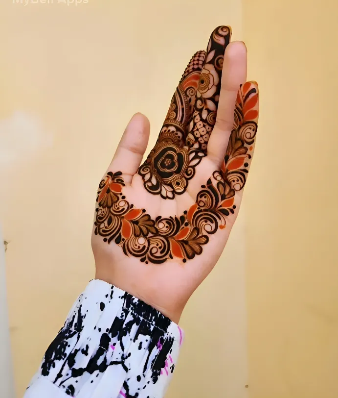 Royal front hand mehndi design for 12 years old